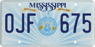 MS license plate OJF675