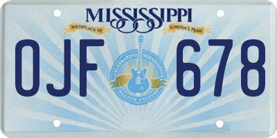 MS license plate OJF678