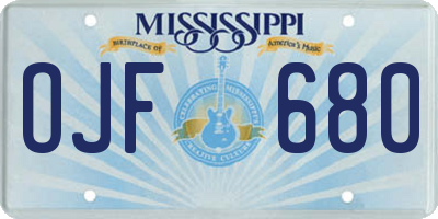 MS license plate OJF680