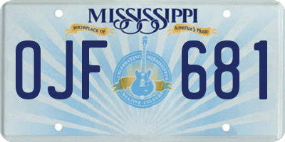 MS license plate OJF681