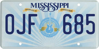 MS license plate OJF685