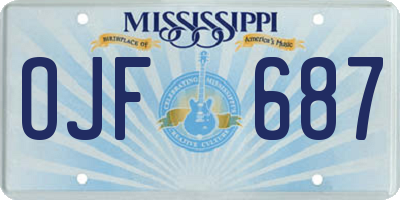 MS license plate OJF687