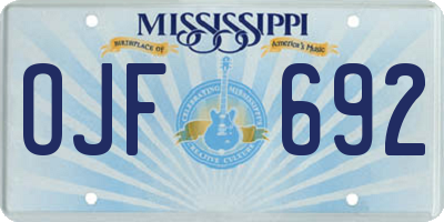 MS license plate OJF692