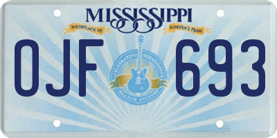MS license plate OJF693