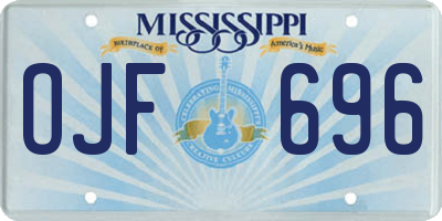 MS license plate OJF696