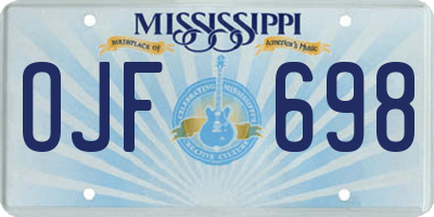 MS license plate OJF698