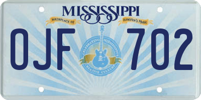 MS license plate OJF702