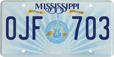 MS license plate OJF703