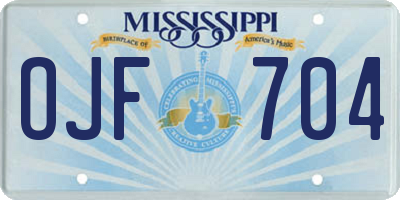 MS license plate OJF704