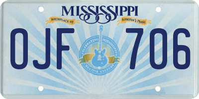 MS license plate OJF706