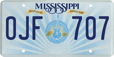 MS license plate OJF707
