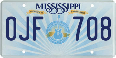 MS license plate OJF708
