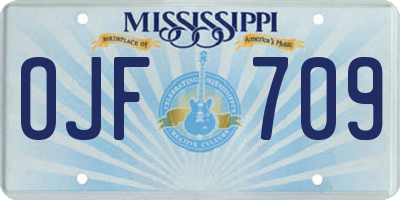 MS license plate OJF709