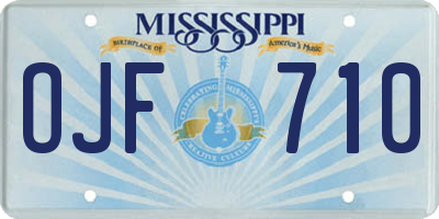 MS license plate OJF710