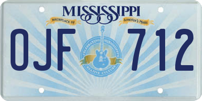 MS license plate OJF712