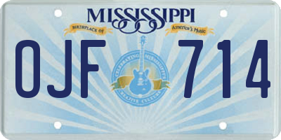 MS license plate OJF714