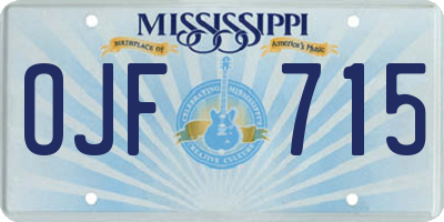 MS license plate OJF715