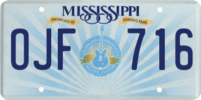MS license plate OJF716
