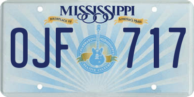 MS license plate OJF717