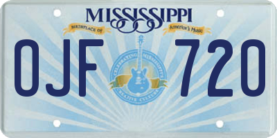 MS license plate OJF720
