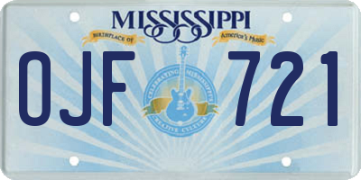 MS license plate OJF721