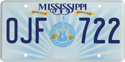 MS license plate OJF722