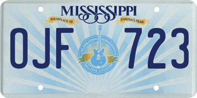 MS license plate OJF723