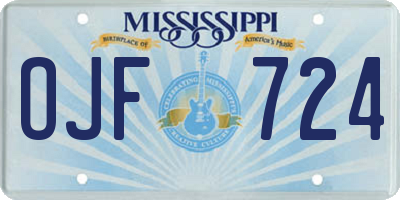 MS license plate OJF724