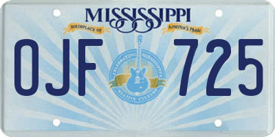 MS license plate OJF725