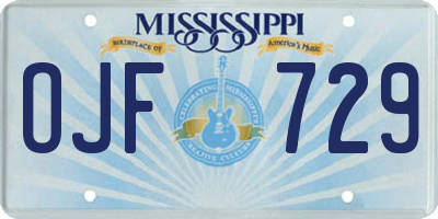 MS license plate OJF729