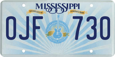 MS license plate OJF730