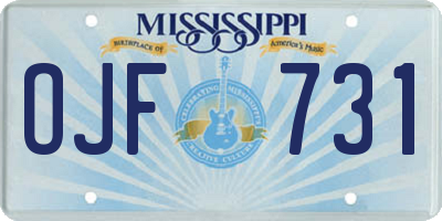 MS license plate OJF731