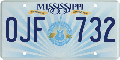 MS license plate OJF732