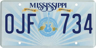 MS license plate OJF734