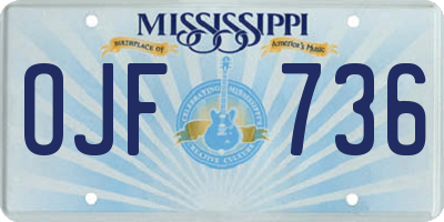 MS license plate OJF736