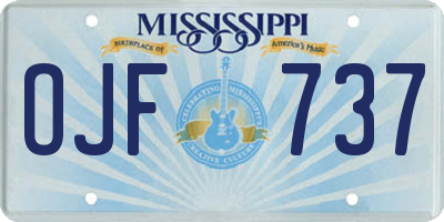 MS license plate OJF737
