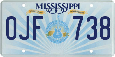 MS license plate OJF738