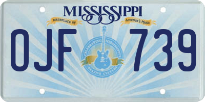MS license plate OJF739