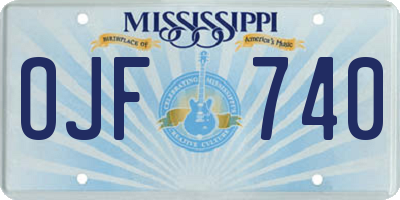 MS license plate OJF740