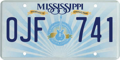 MS license plate OJF741