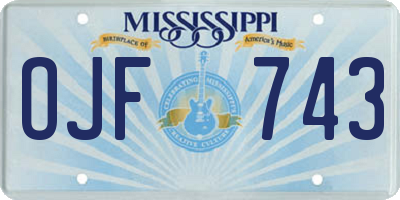 MS license plate OJF743