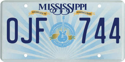 MS license plate OJF744