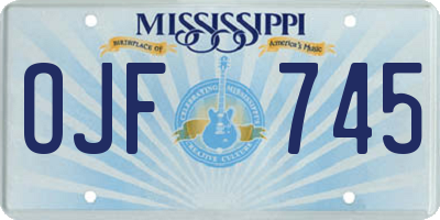 MS license plate OJF745