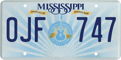 MS license plate OJF747