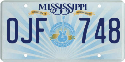 MS license plate OJF748