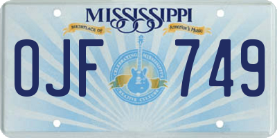 MS license plate OJF749