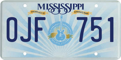 MS license plate OJF751