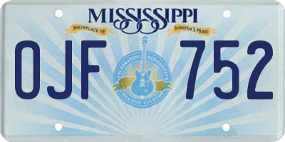 MS license plate OJF752