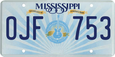 MS license plate OJF753