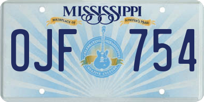 MS license plate OJF754